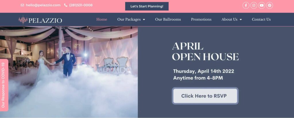 Pelazzio Reception Venue's Homepage