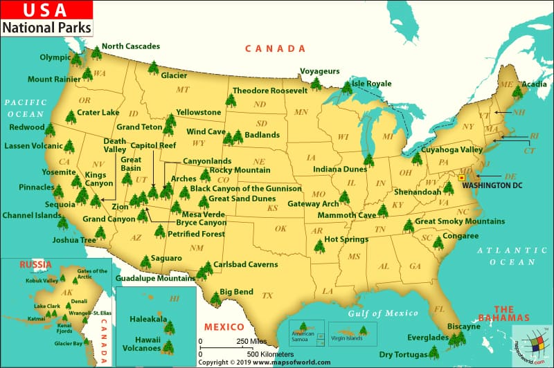 Map of the National Parks