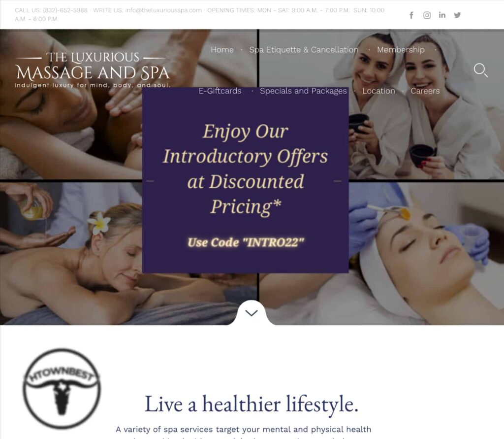 The Luxurious Massage and Spa Homepage