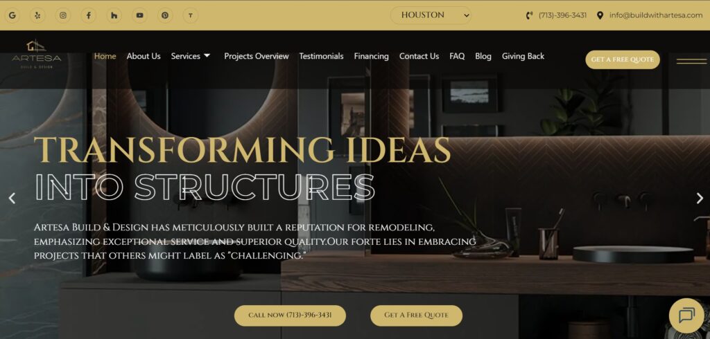 artesa build & design homepage