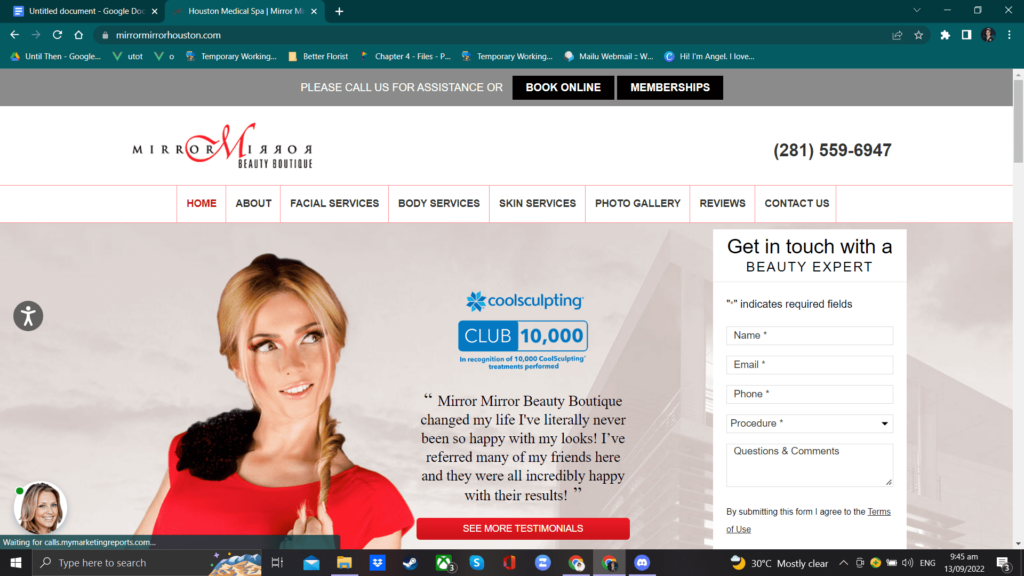 Mirror Mirror Beauty Boutique Homepage