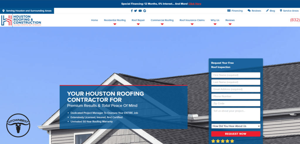 Houston Roofing & Construction Homepage