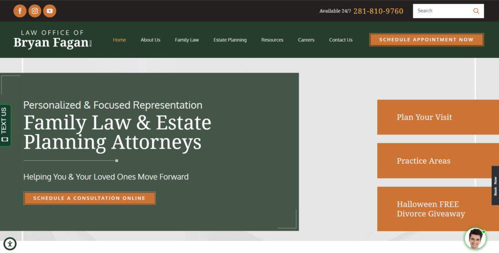 Bryan Fagan Law Firm Homepage