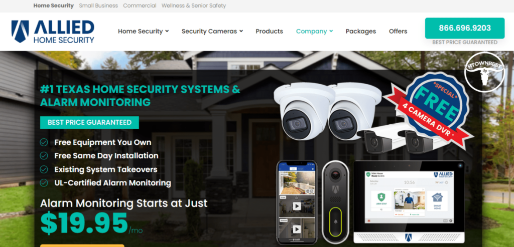 Allied Home Security & Alarm Monitoring Houston Homepage