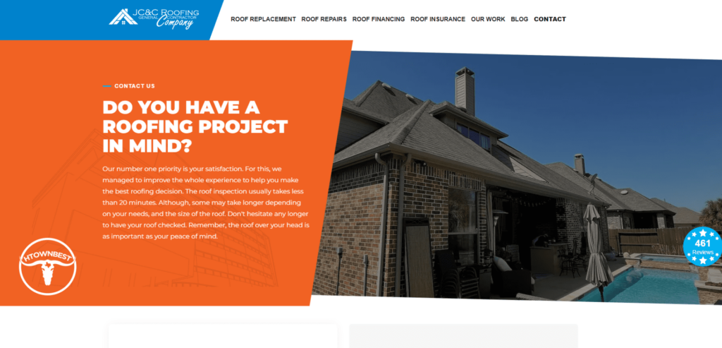 JC&C Roofing Company Homepage