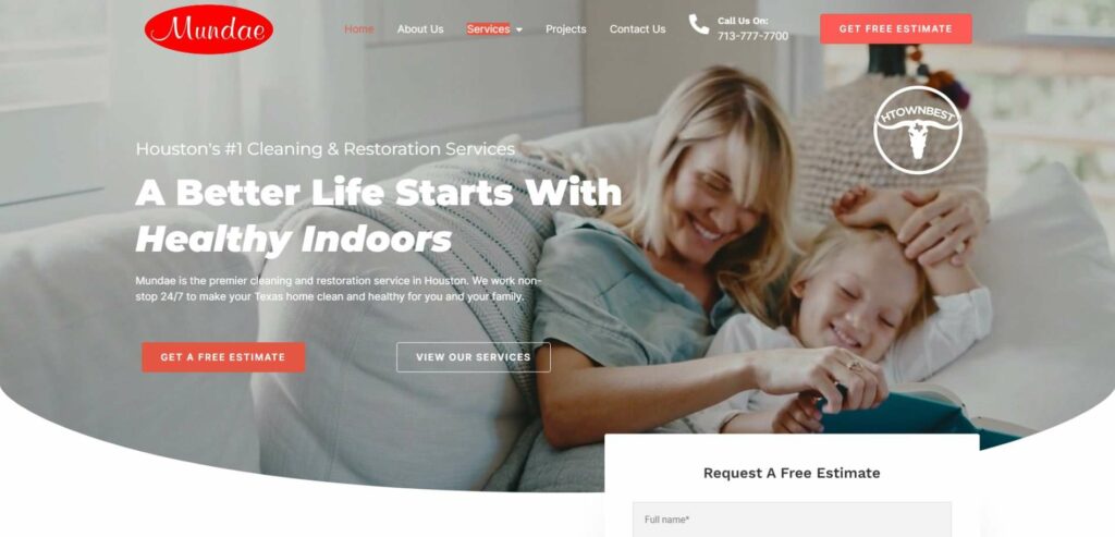 Mundae Cleaning & Restoration Services Houston Homepage