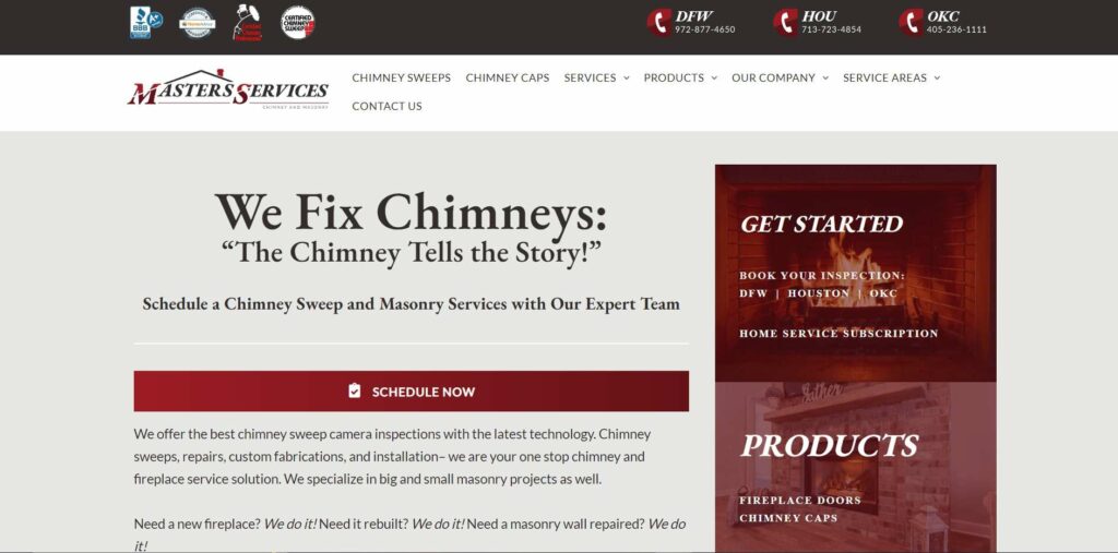 Masters Services Chimney and Masonry Homepage