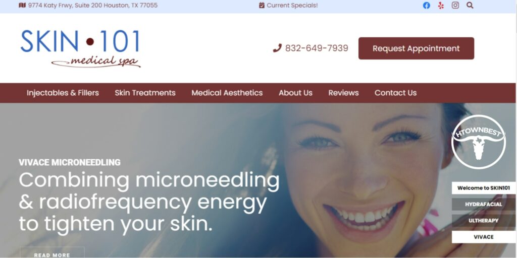 Skin 101 Medical Spa' Homepage