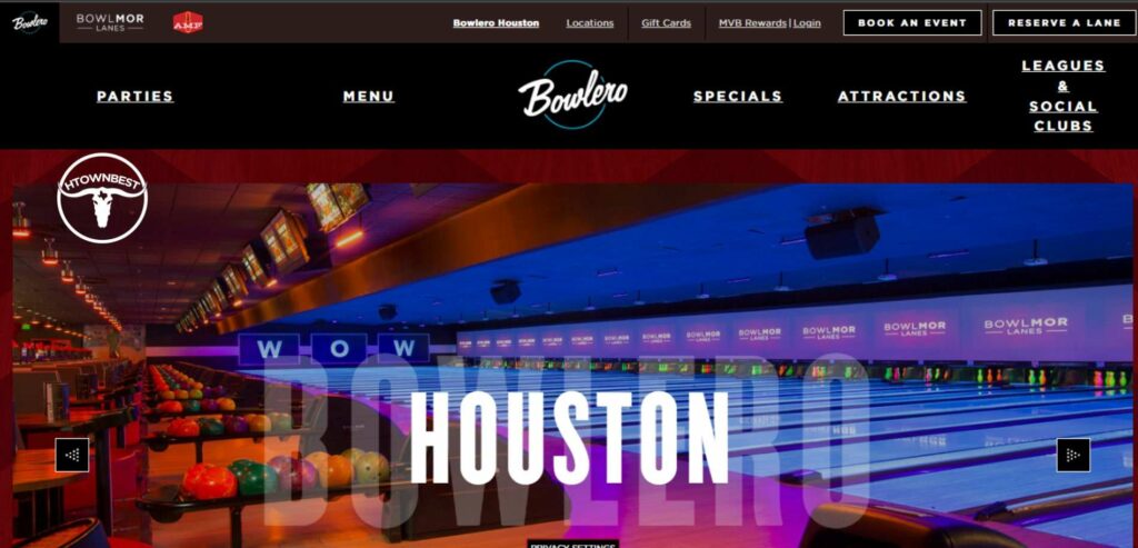 Bowlero Houston Homepage