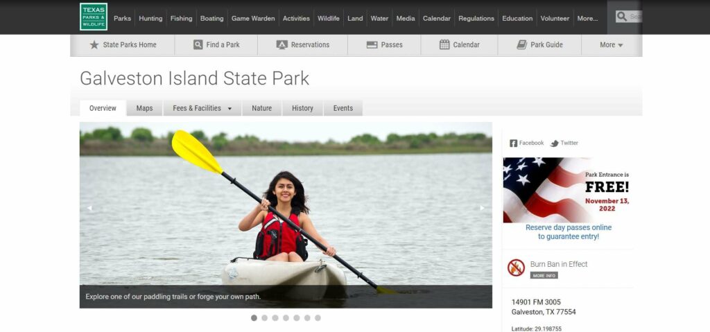 Galveston Island State Park Homepage