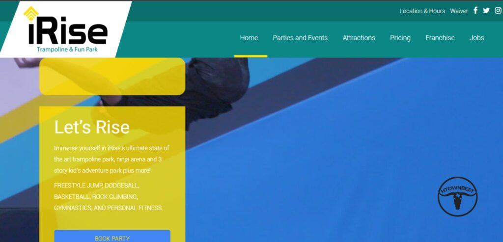 iRise Trampoline & Fun Park Homepage