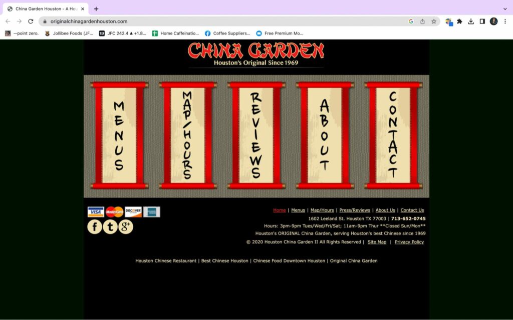 China Garden Restaurant's Homepage
