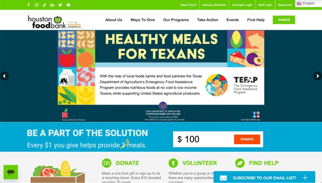 Houston Food Bank's Homepage
