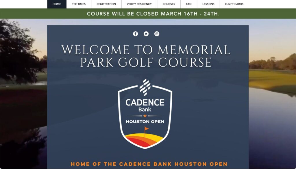 Memorial Park Golf Course and Driving Range's Homepage