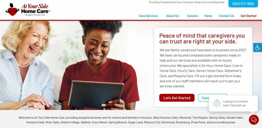 At Your Side Home Care's Homepage
