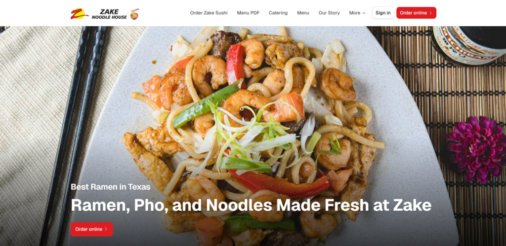 zake noodle house homepage