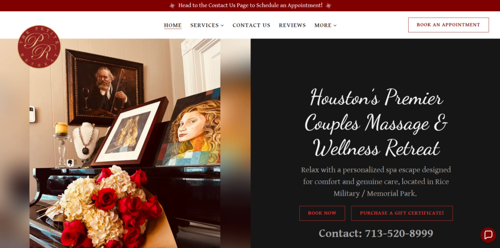 the petite retreat homepage