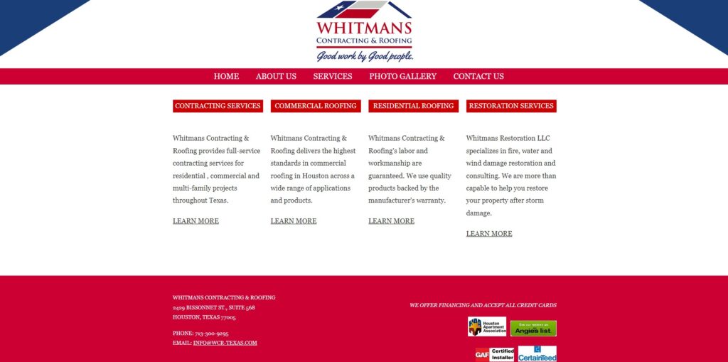 whitmans contracting and roofing