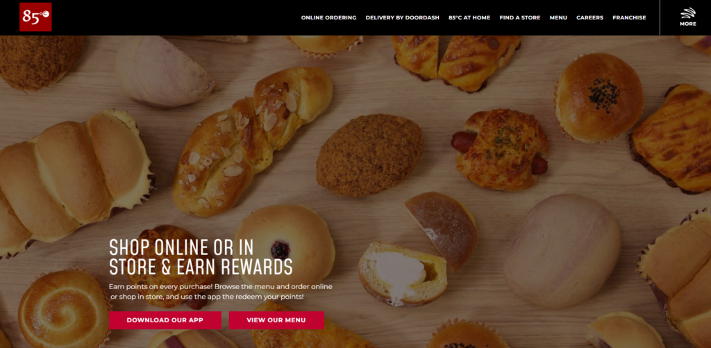 85°C Bakery Cafe Homepage